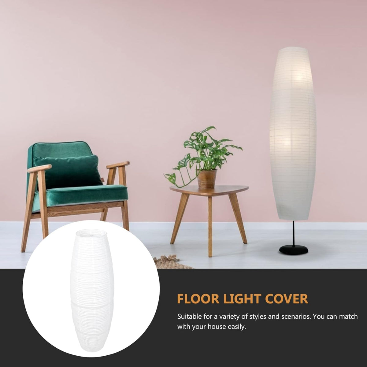 Paper Floor Lamp Shade with Bulb Cage Guard W450959