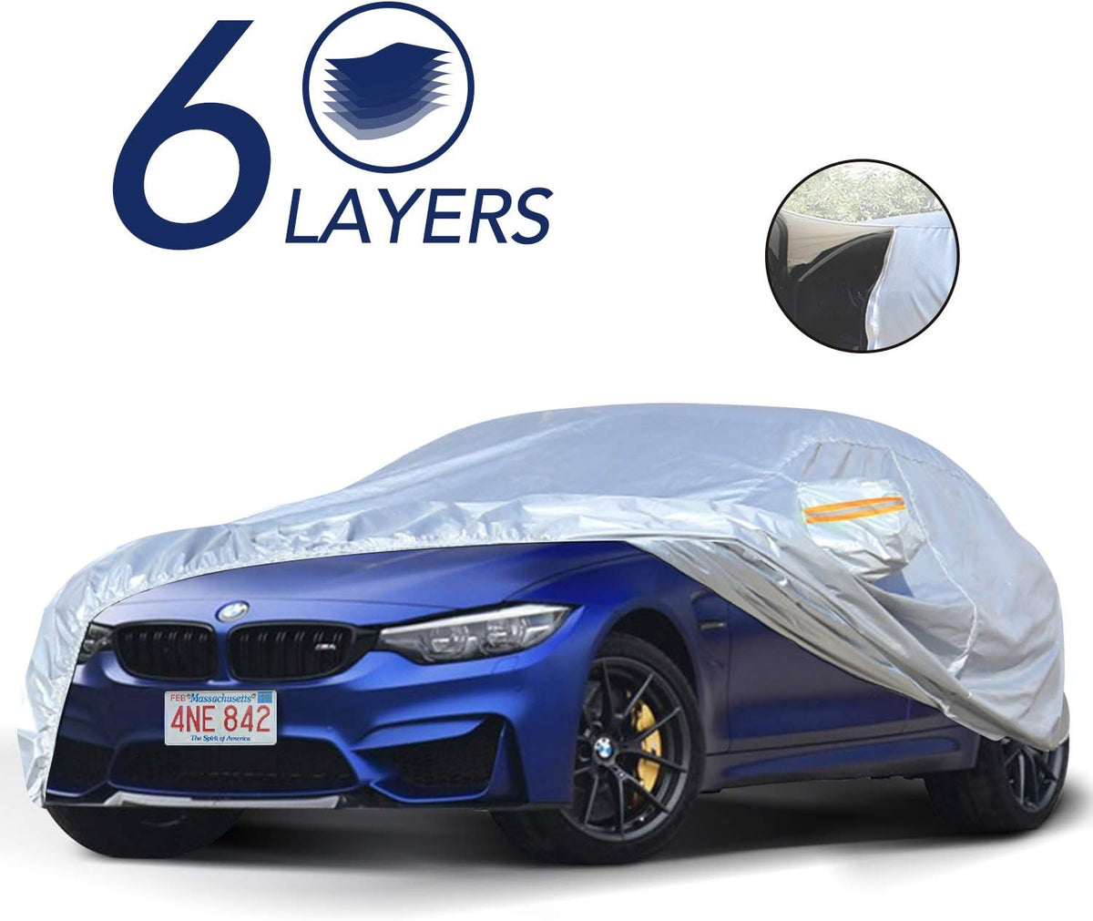 6 Layers Waterproof Car Cover with Zipper Door Pack of 2 M287