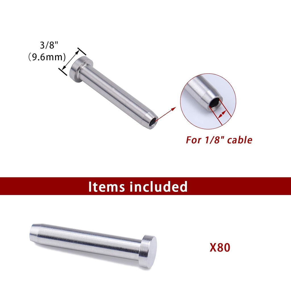 100Pack 1/8 T316 Stainless Steel Cable Railing Kit Hardware Terminal End Fitting K522