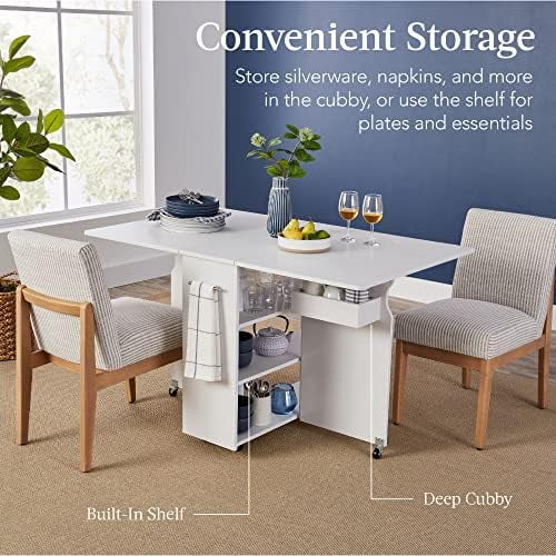 Folding Dining Table with Wheels 3 Shelves Brown P2680