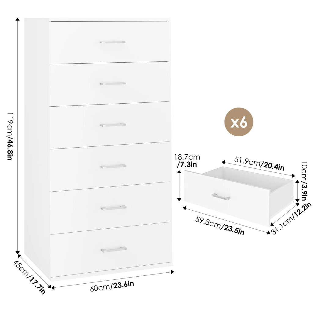 White 6 Drawer Wood Dresser U166157