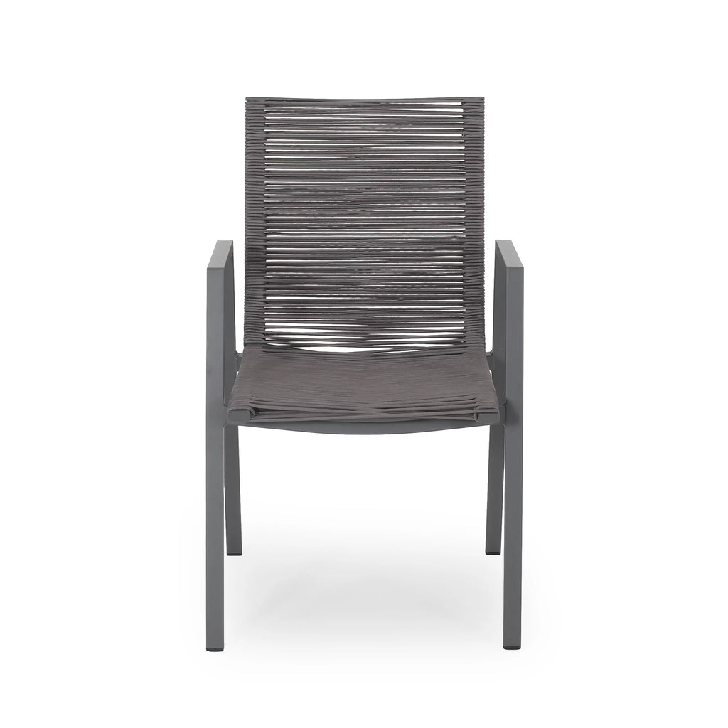 6 Seater Aluminum Dining Set with Tempered Glass Top T441