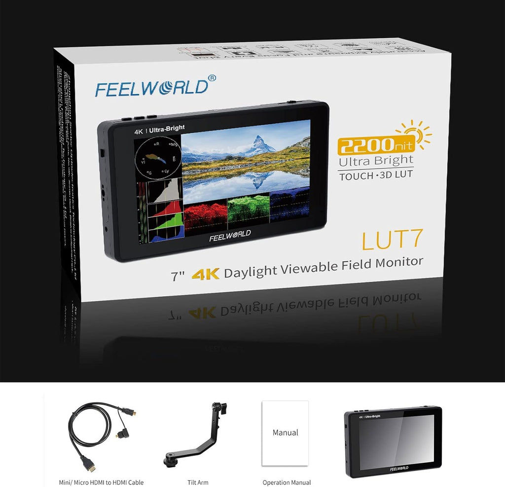 7 Inch 2200nits Touch Screen Camera Field Monitor with Waveform VectorScope 4K HDMI Input R44277