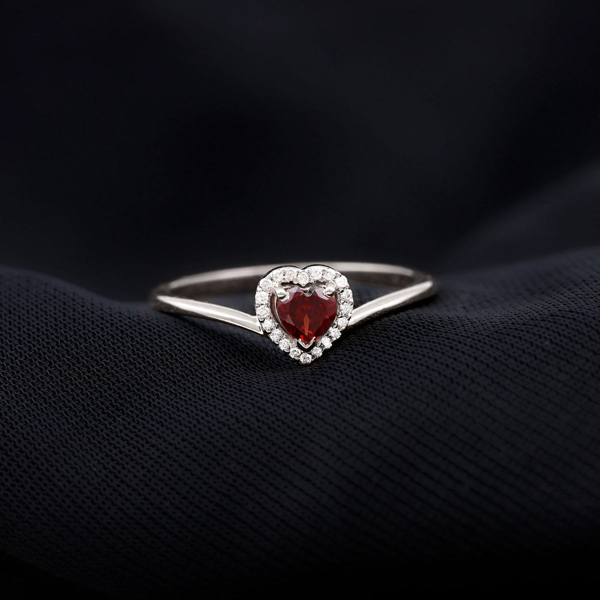 Heart Promise Ring with Diamond Halo, 925 Sterling Silver Y61407
