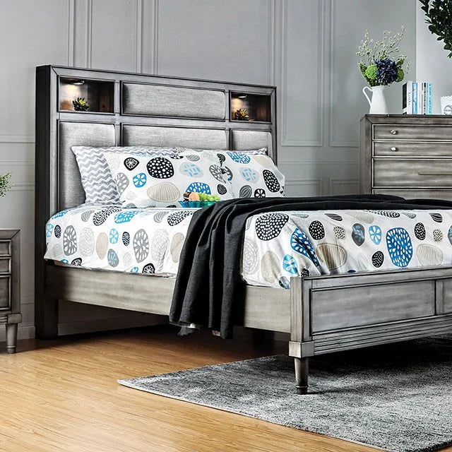 1pc Eastern King Size Bed Gray Finish X59474