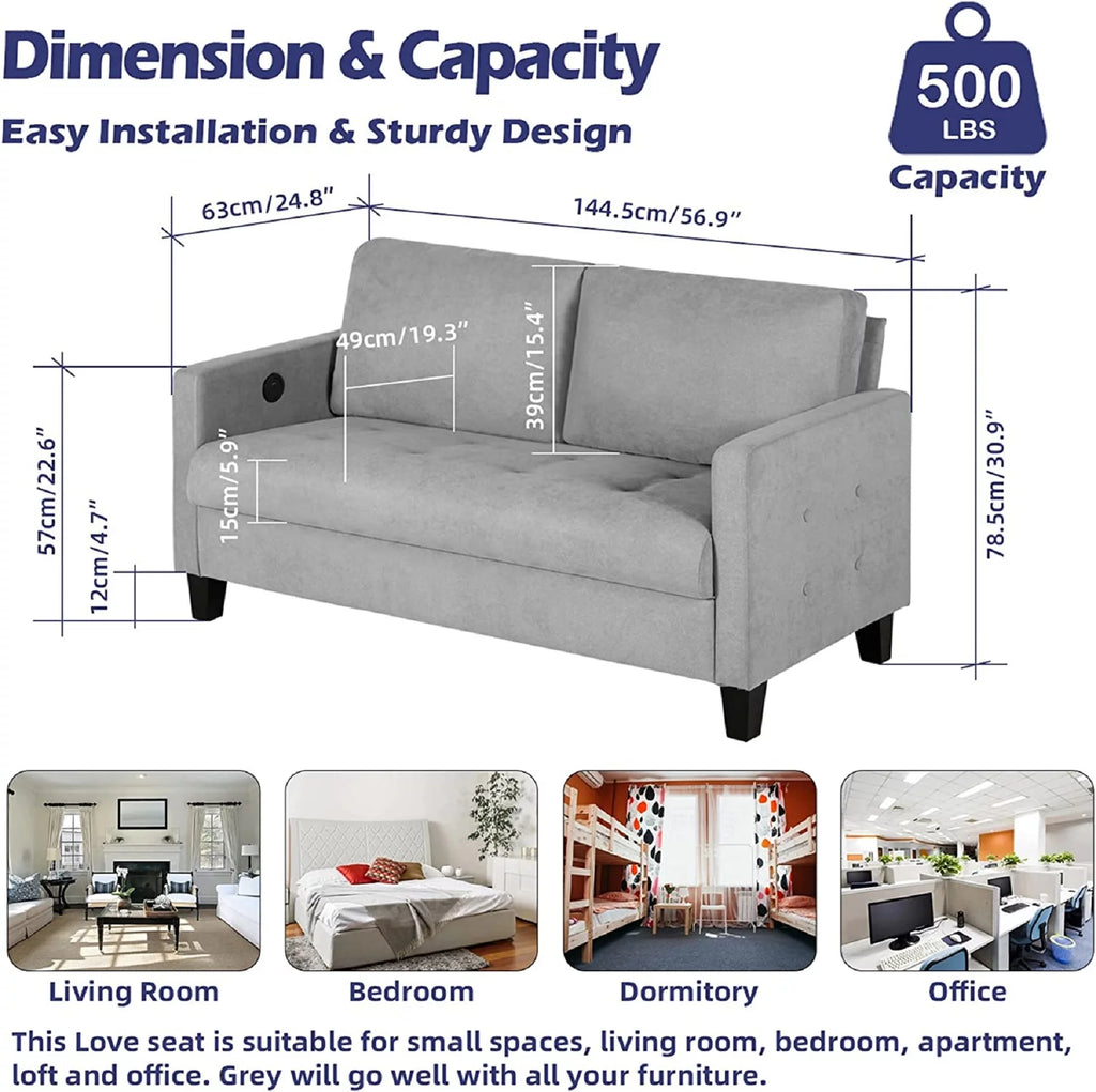 Light Grey Tufted 2 Seater Sofa I941080