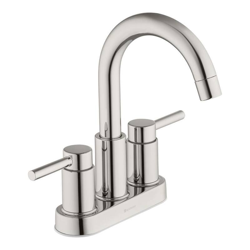 4 in. Centerset Double Handle High-Arc Bathroom Faucet in Polished Nickel E2116