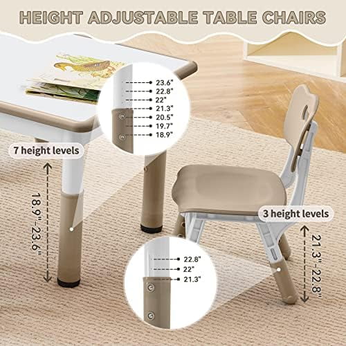 Height Adjustable Plastic Children Study Table and Chairs Set with 4 Seats L747