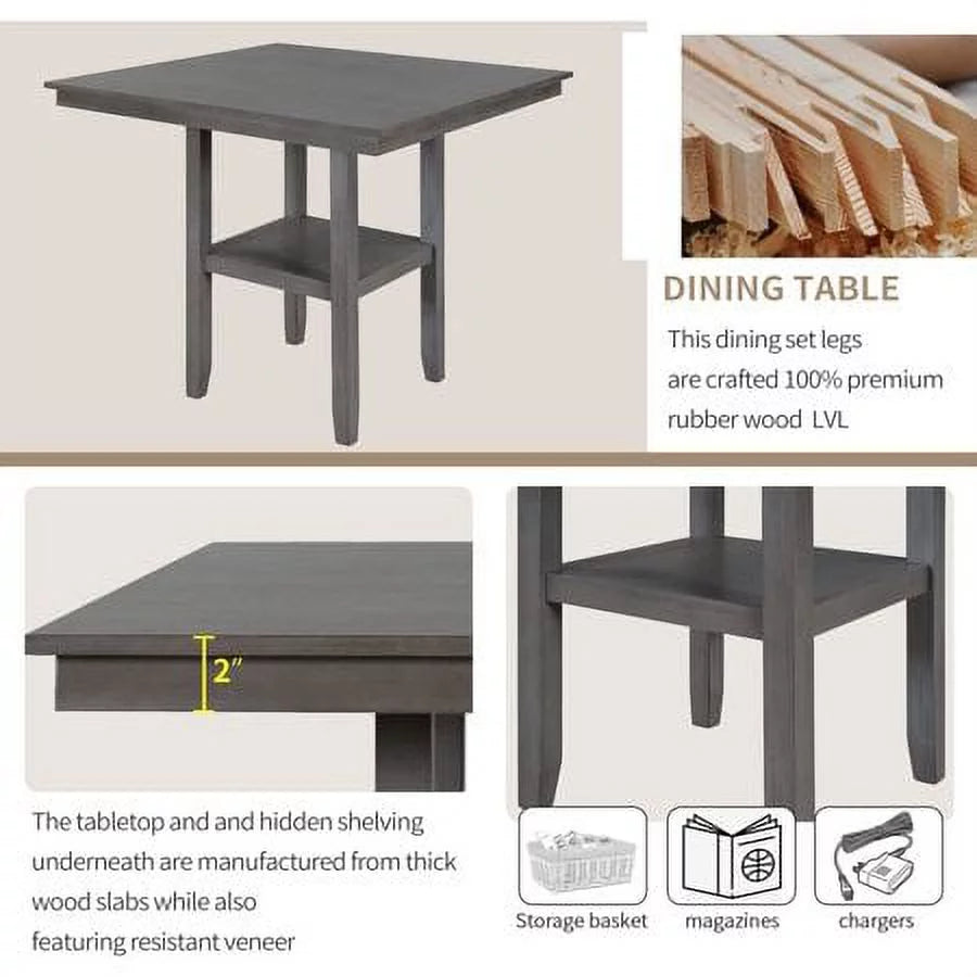 5 Piece Wooden Counter Height Dining Set L894680