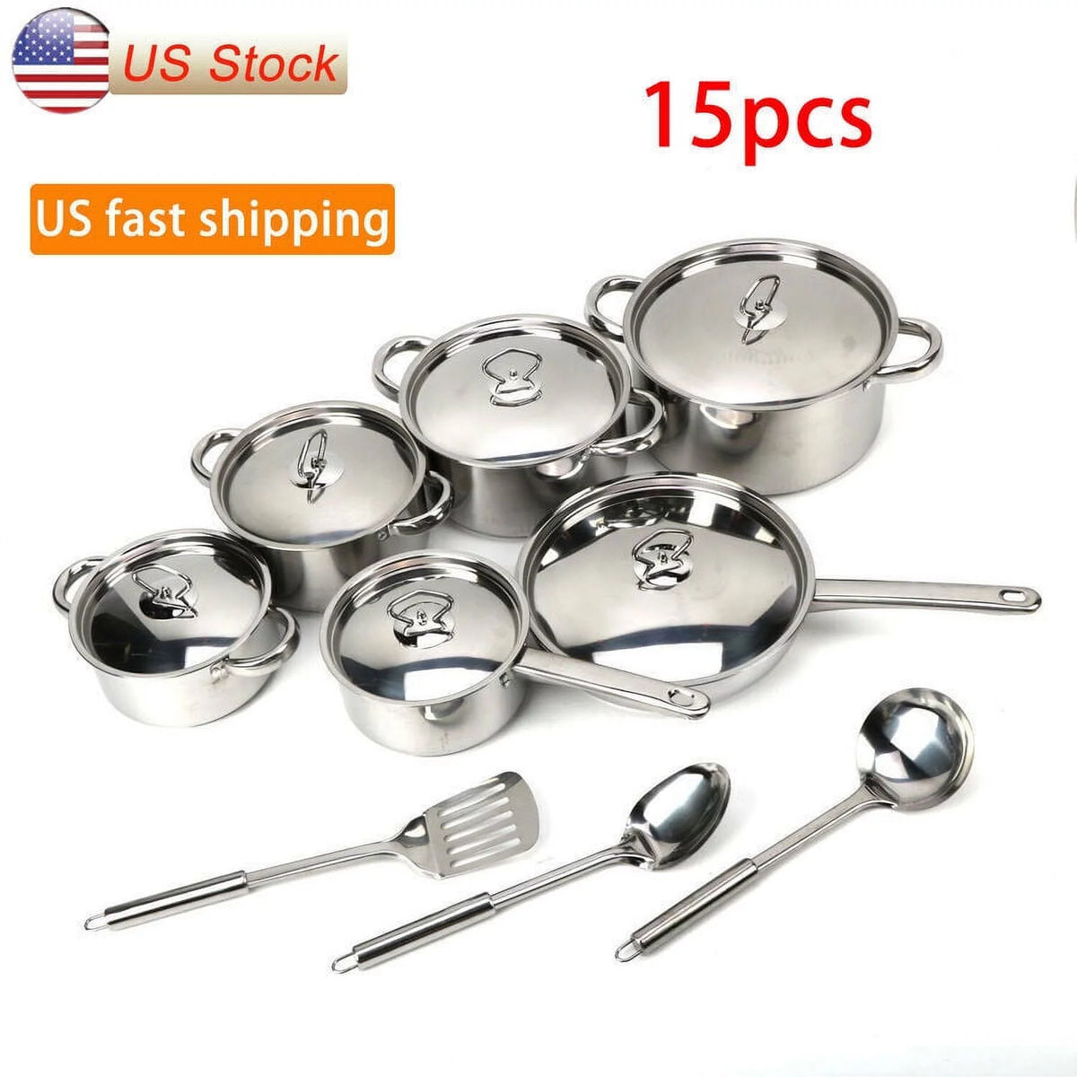 15 Piece Stainless Steel Induction Cookware Set W112