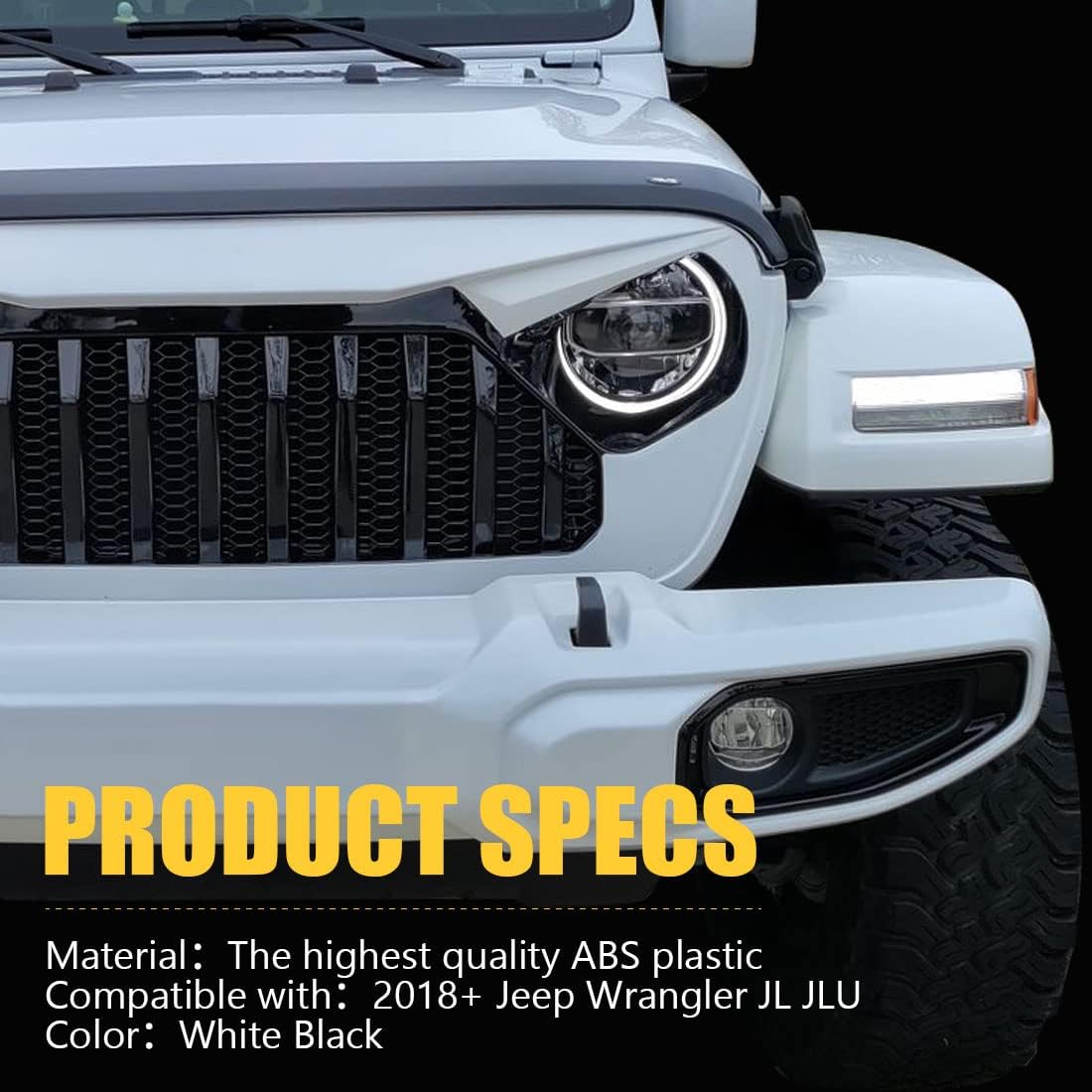 White Black Front Grill Cover with Mesh for Jeep Wrangler Y7777