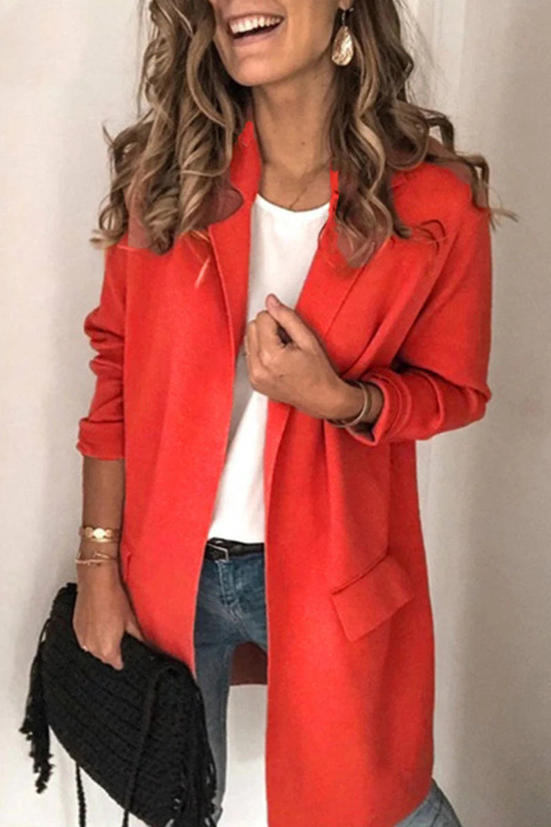 Casual Solid Turn-back Collar Outerwear W813106
