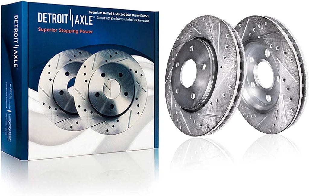 Front & Rear Drilled Slotted Rotors + Brake Pads 10pc Set Y58999