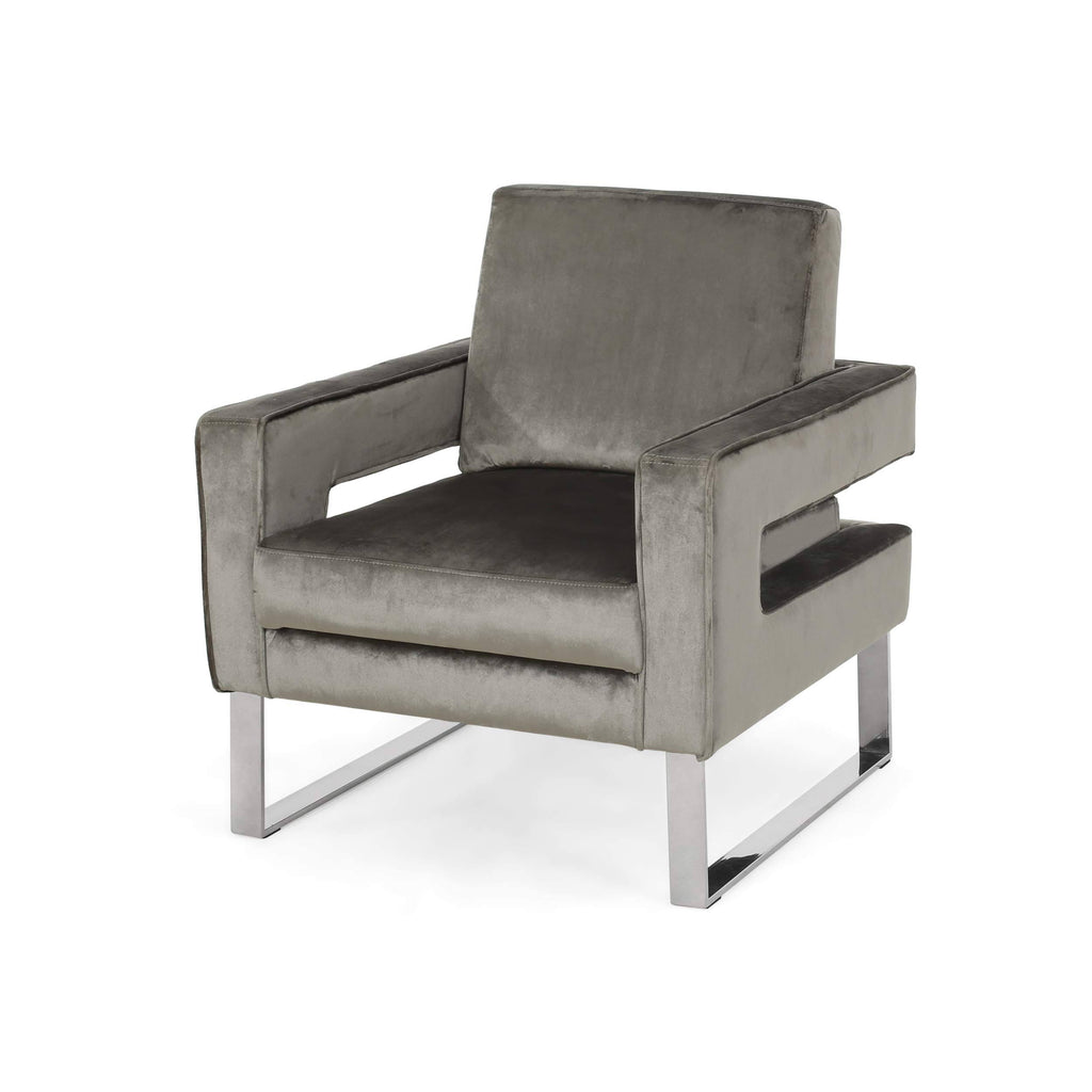 Gray Velvet Club Chair F838