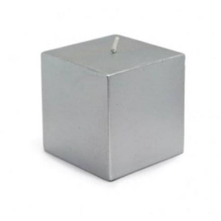 Metallic Silver Square Pillar Candle, Set of 12 V6038