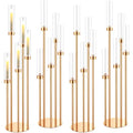 5 Arm Candelabra Floor Candle Holder with Acrylic Lampshade, Black, 4 Set X8011