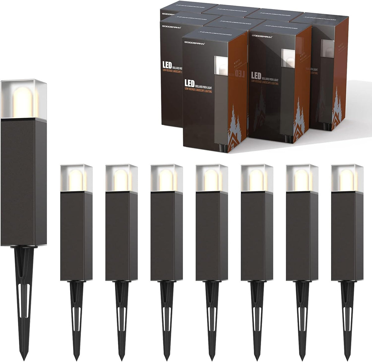 2W LED Pathway Lights Die-Cast Aluminum Warm White 8Pack R194