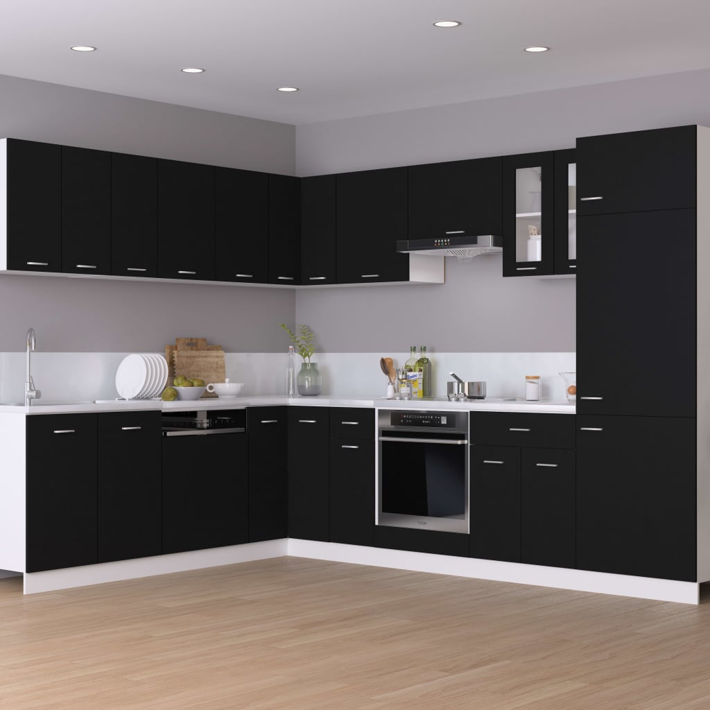 Black Engineered Wood Oven Cabinet E6591