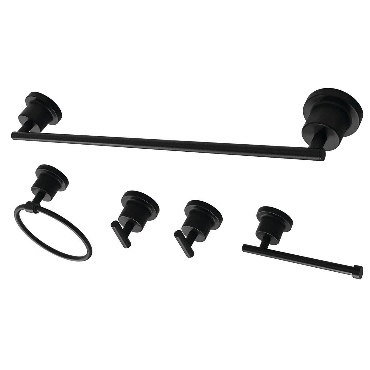 5pc Matte Black Bathroom Accessory Set D7355
