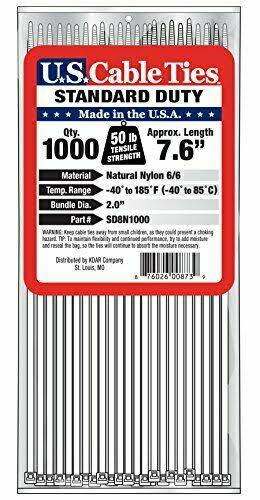 8-Inch Standard Duty Cable Ties Natural 1000-Pack S784