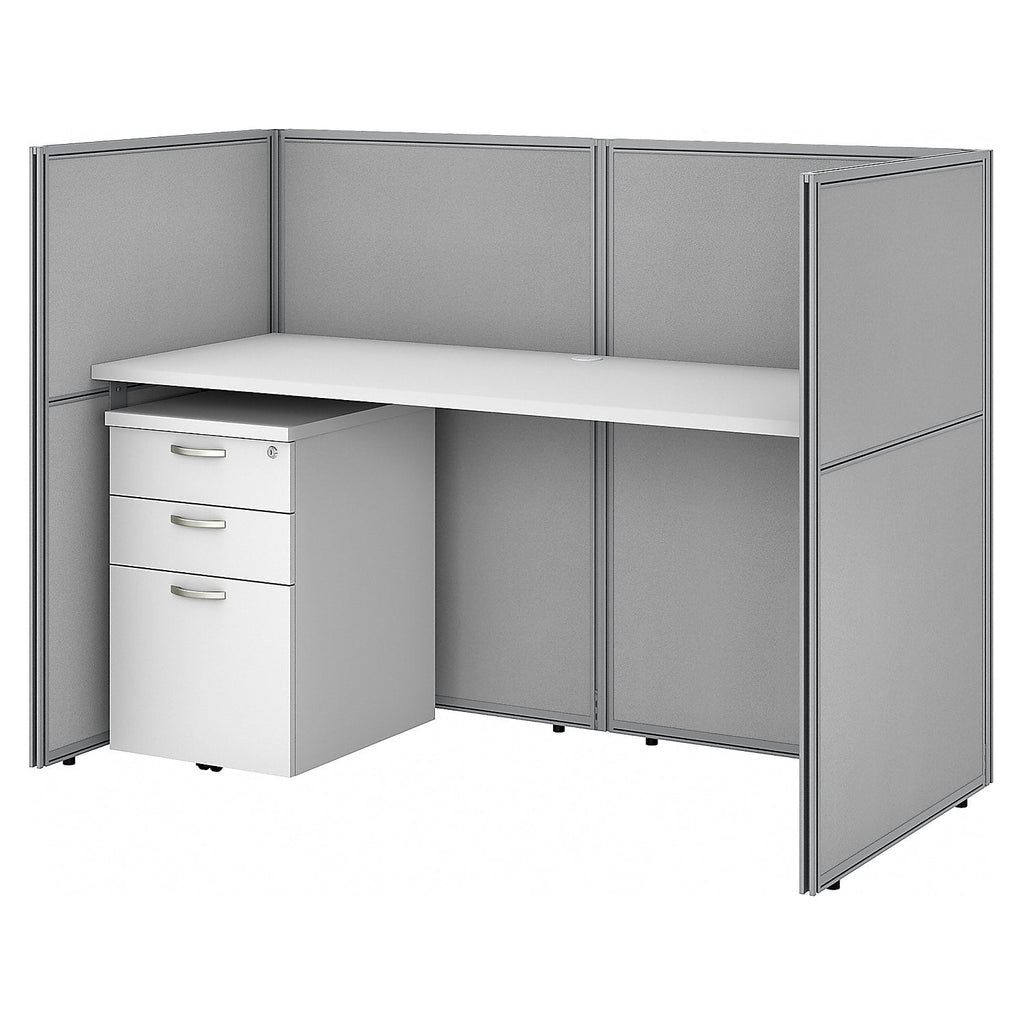 Office Cubicle Desk Set with Closed Panels in White A103744
