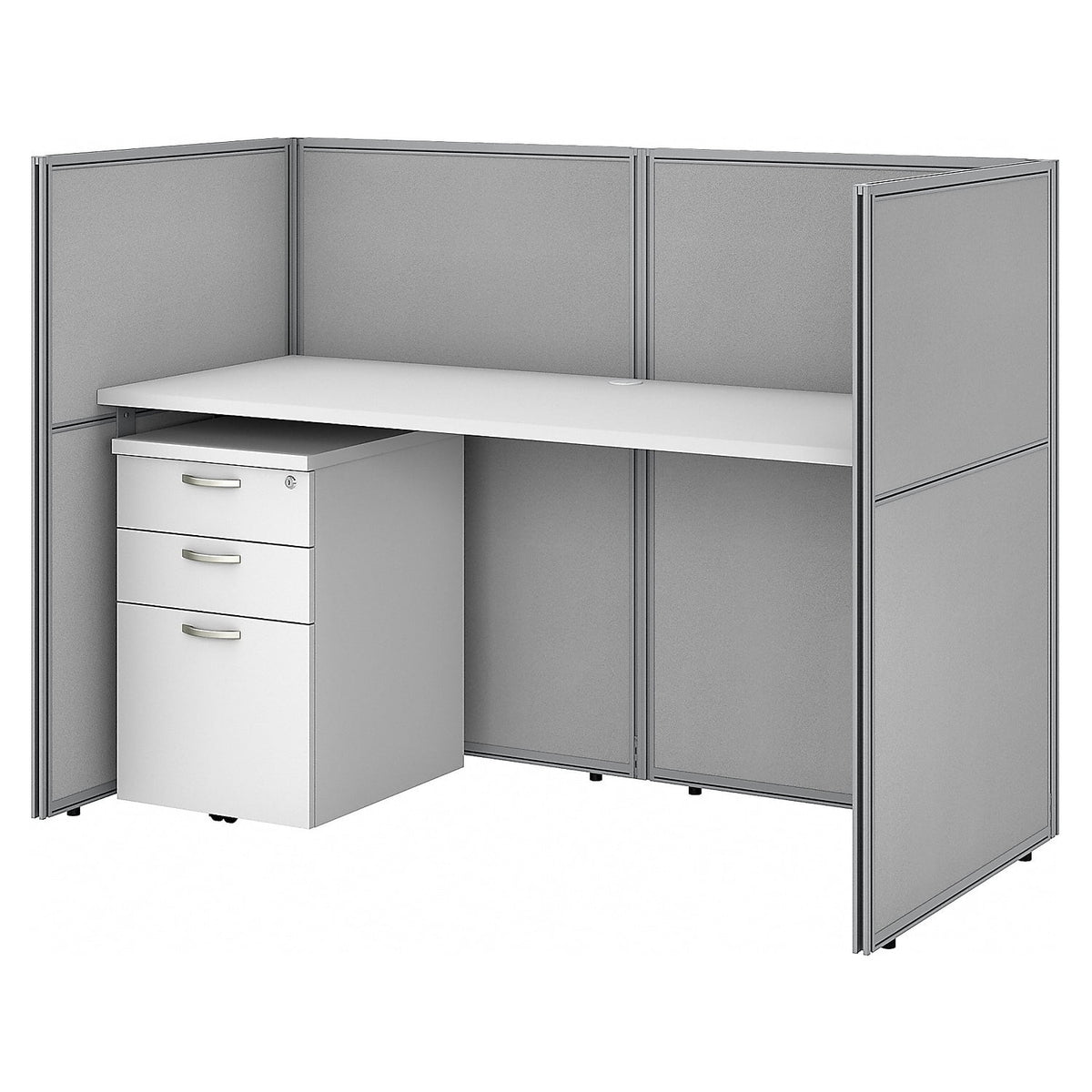 Office Cubicle Desk Set with Closed Panels in White A103744