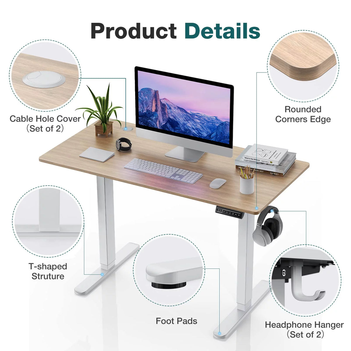 Height Adjustable Electric Standing Desk 40 x 24 Inches I6114