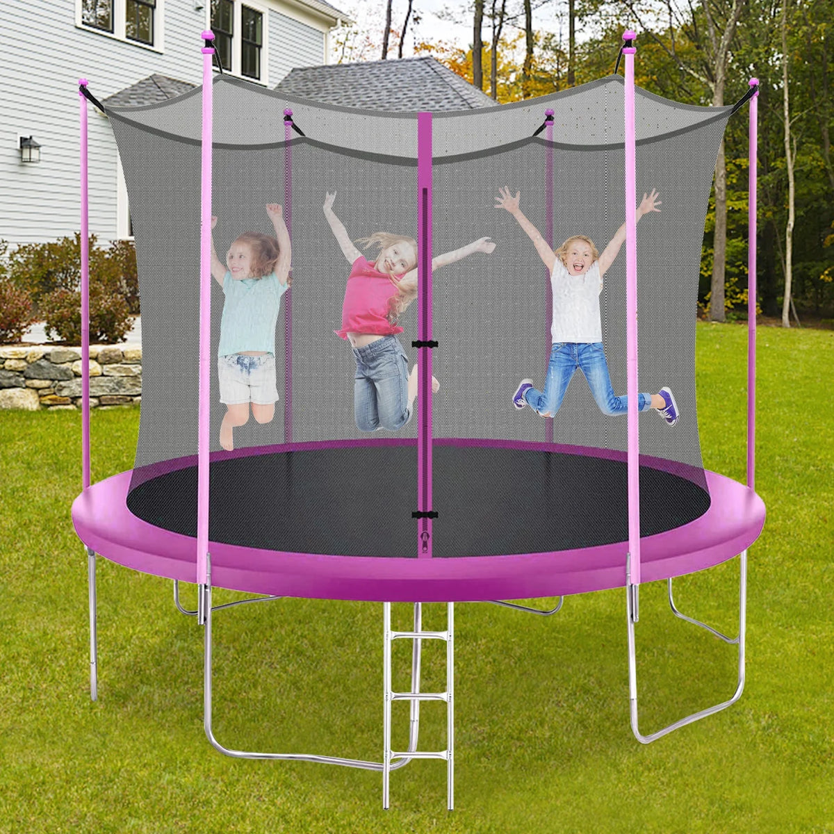 14 ft Rectangle Trampoline with Enclosure Net and PVC Spring Cover Padding A121