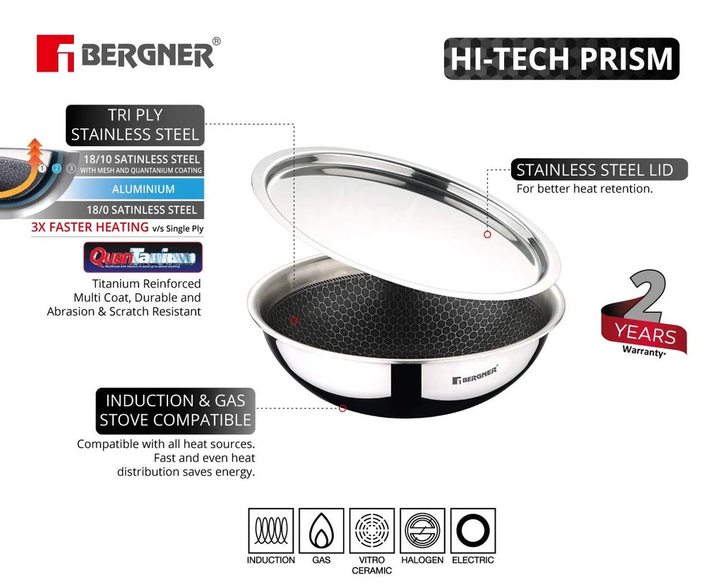20 Cm Stainless Steel Non Stick Tasra With Lid I206