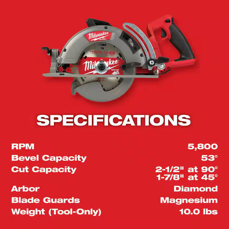 18V Cordless 7-1/4 in. Rear Handle Circular Saw with Two 6 Ah Batteries H369